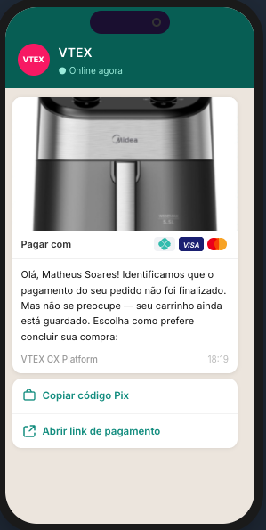 Recuperação de carrinho abandonado via WhatsApp